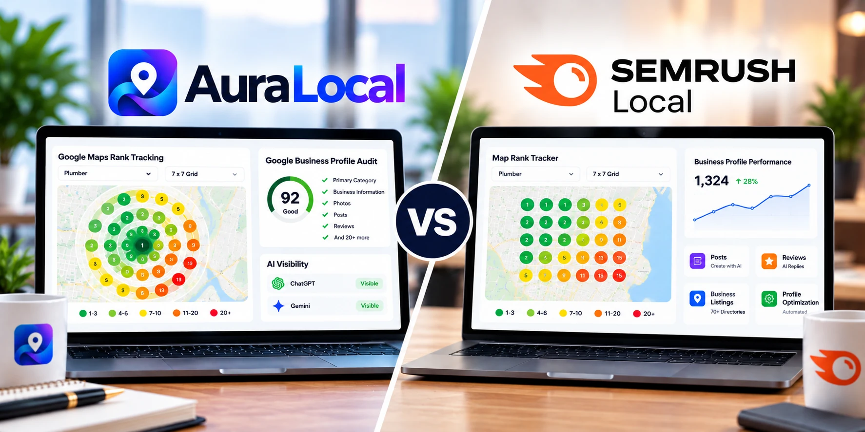 AuraLocal vs Semrush Local (2026): Pricing, Map Tracking and Features Compared