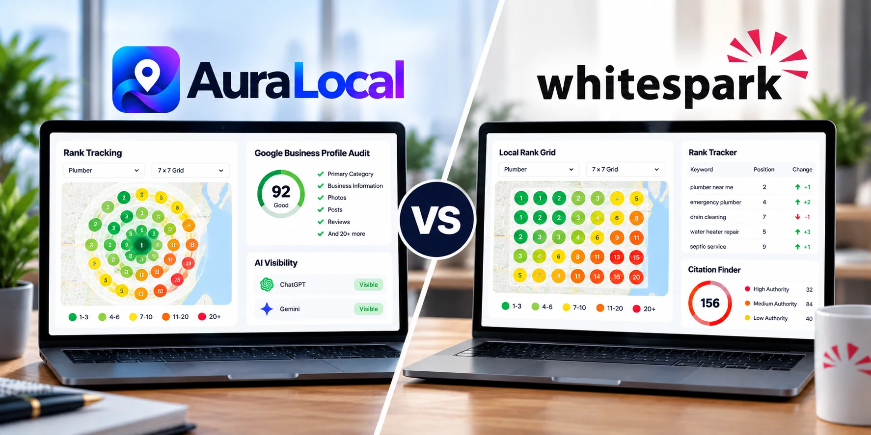AuraLocal vs Whitespark (2026): Pricing, Rank Tracking and Features Compared