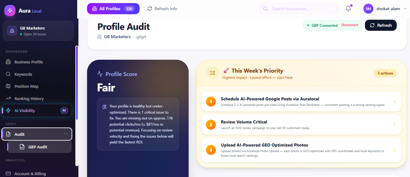 AuraLocal Audit tab