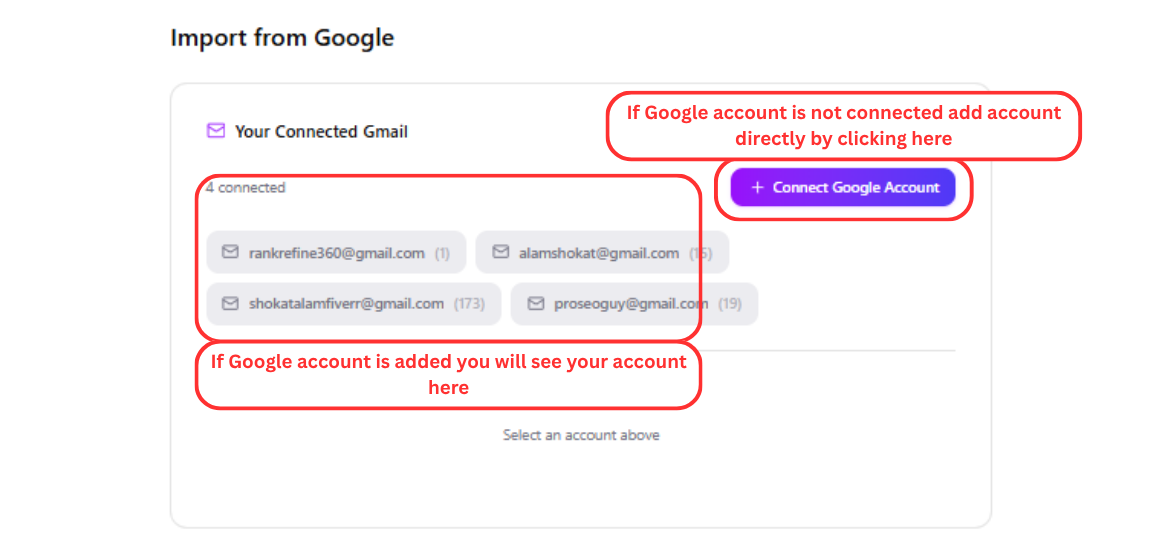 Connect Google account in AuraLocal